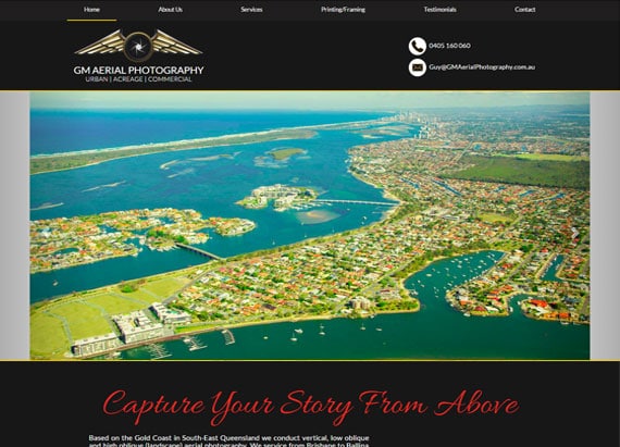 Guy Murphy Aerial Photography website example