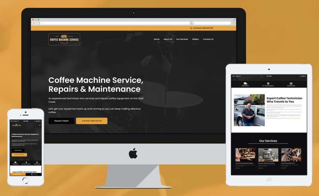 Coffee Machine Service Gold Coaast web design example